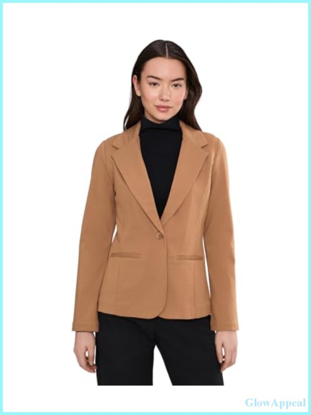 Super Stretch Ponte Fitted Blazer Notch Collar One-Button Business Casual